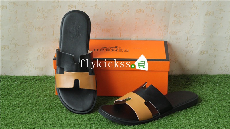 Hermes Slipper Brown Black